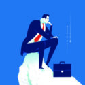 Graphic of The Thinker as a Businessman
