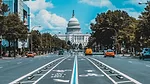 Washington D.C. street view of the Capitol Building. Washington D.C. street view of the Capitol Building.